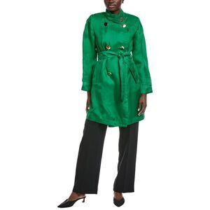 Akris Womens  Ornella Silk Coat, Green